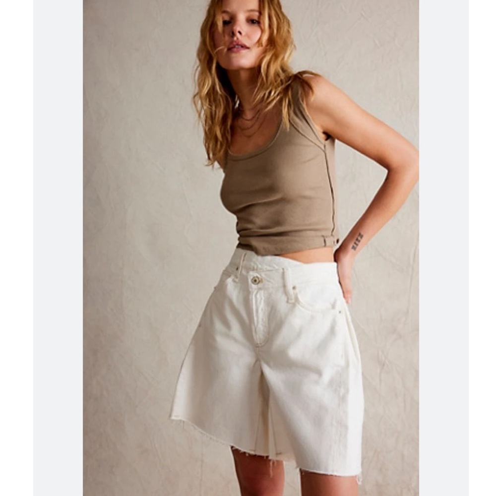 Free People White Jean Shorts